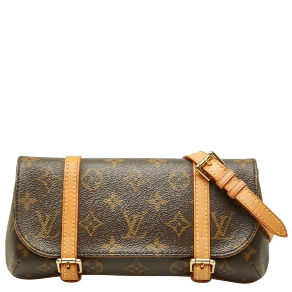 Louis Vuitton Monogram Pochette Marelle Body Bag Waist M51159 Brown Leather W...